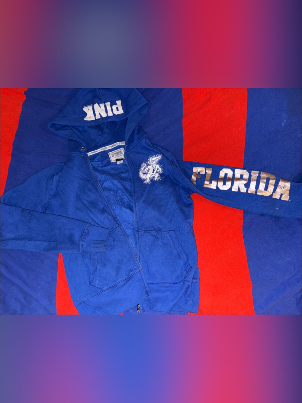 RARE VS PINK FLORIDA GATORS Blue Florida Zip-Up Hoodie